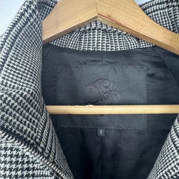 Pretty Green XS Houndstooth Bomber Jacket Mens Black Label Mod Wool Blend Birley - Picture 3 of 6
